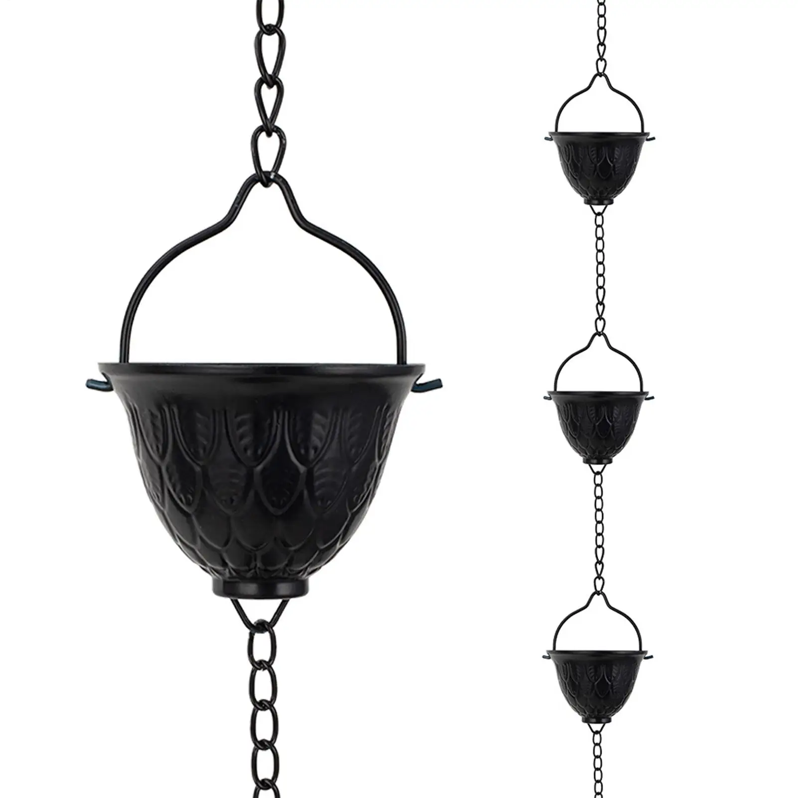

2.8m Rain Chain Drainage Ditch Chain With 12 Cups And Detachable Ladybug Decoration Adjustable Rainwater Collection Chain
