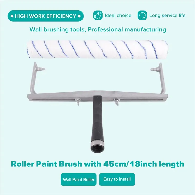 DT17 18 Inch Paint Roller with Frame Aluminum Alloy Roller Frame Painting Handle Tool Large Wall Paint Brush for House