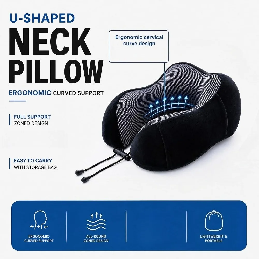 Cirorld Neck Pillow for Traveling, Travel Pillows for Airplanes Adjustable Flight Pillow, Portable Pillow Plane Travel Neck Pill