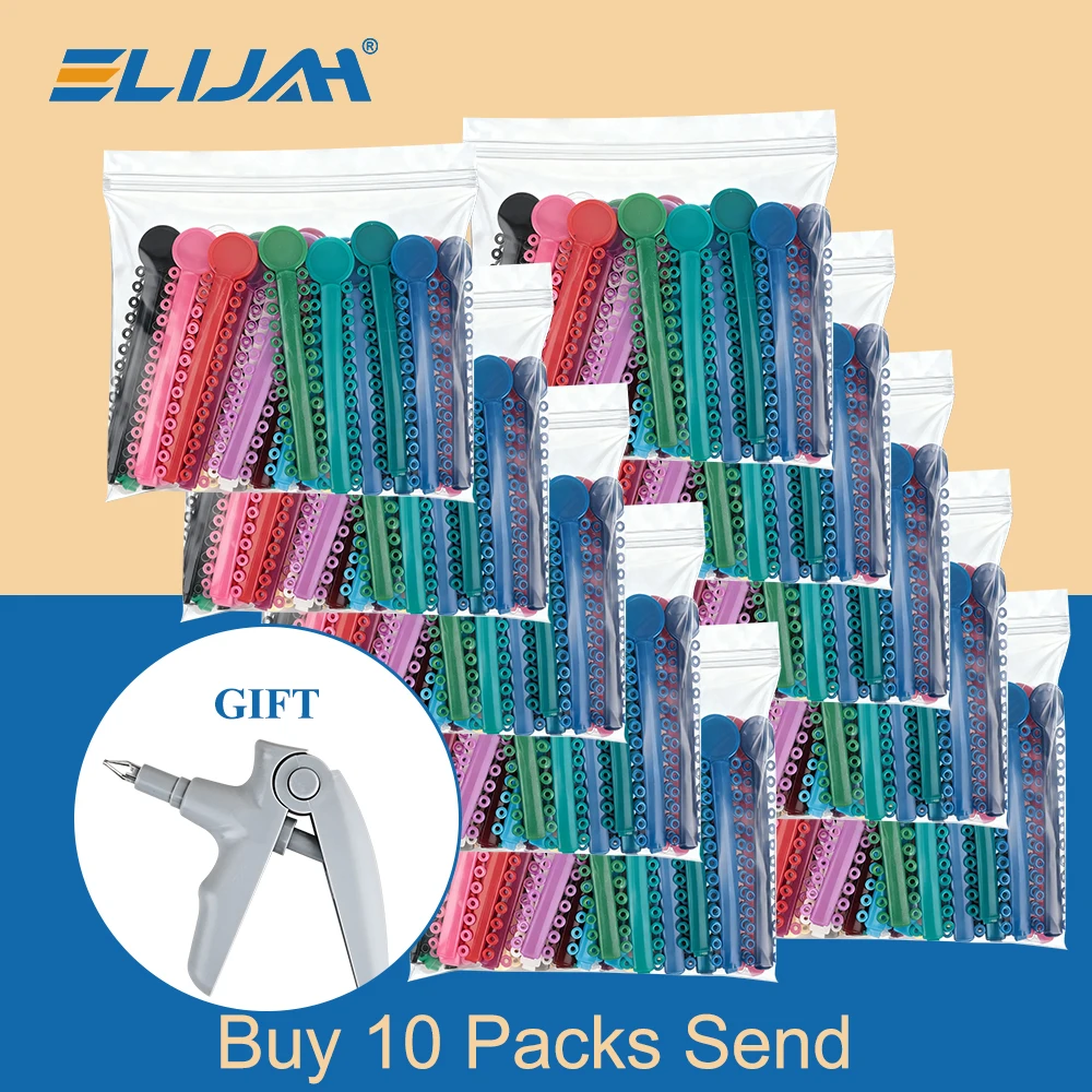 

ELIJAH 5/10 Packs Dental Elastic Ligature Ties Orthodontic Rubber Bands Buy 10 Packs and Get One Sterilization Gun for Free