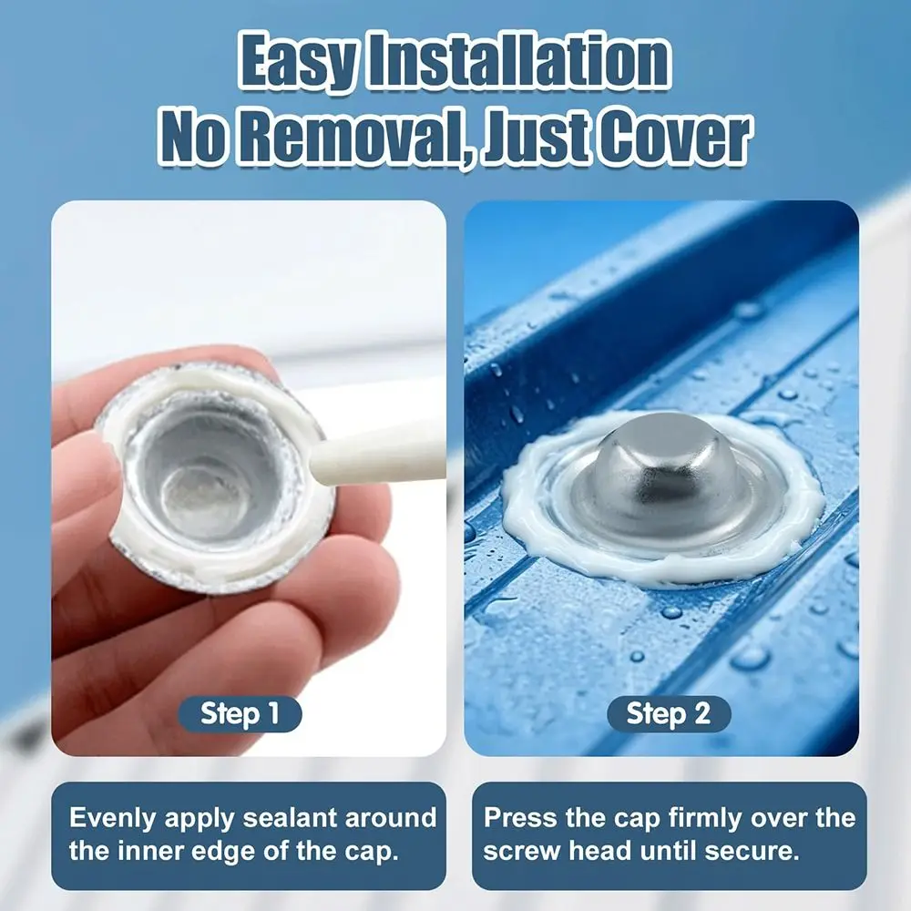 5pcs Stainless Steel Metal Roof Screw Caps Leak Protection Weather Resistant Roof Bolt Caps Rust Resistant Roof Fastener Covers