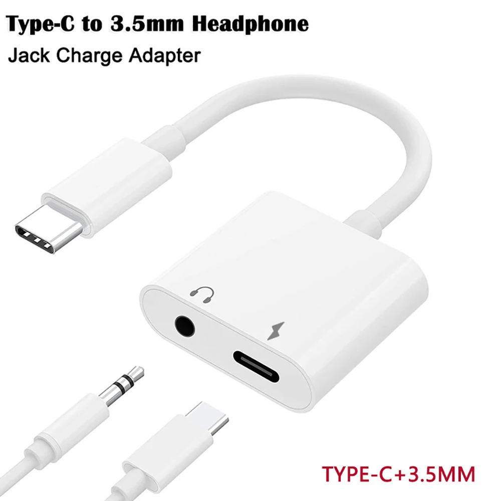 2 in 1 USB C to 3.5mm Jack Aux Cable Converter Audio Adapter For Samsung Xiaomi Huawei Headphones Audio Cable Connector Splitter