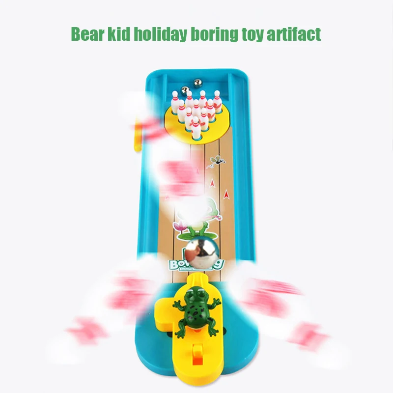 Cartoon Mini Bowling Set Toys Table Game Frog Bowling Children\'s Toy Party Table Interactive Sport Games For Kids Adults