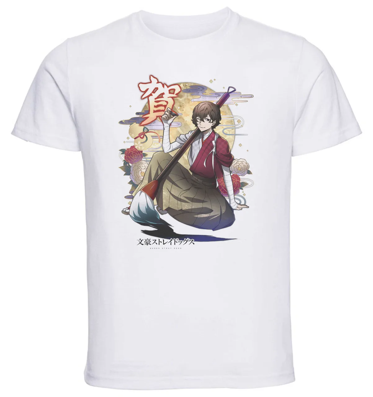 T-Shirt Unisex White Anime Bungo Stray Dogs DAZAI OSAMU Kimono