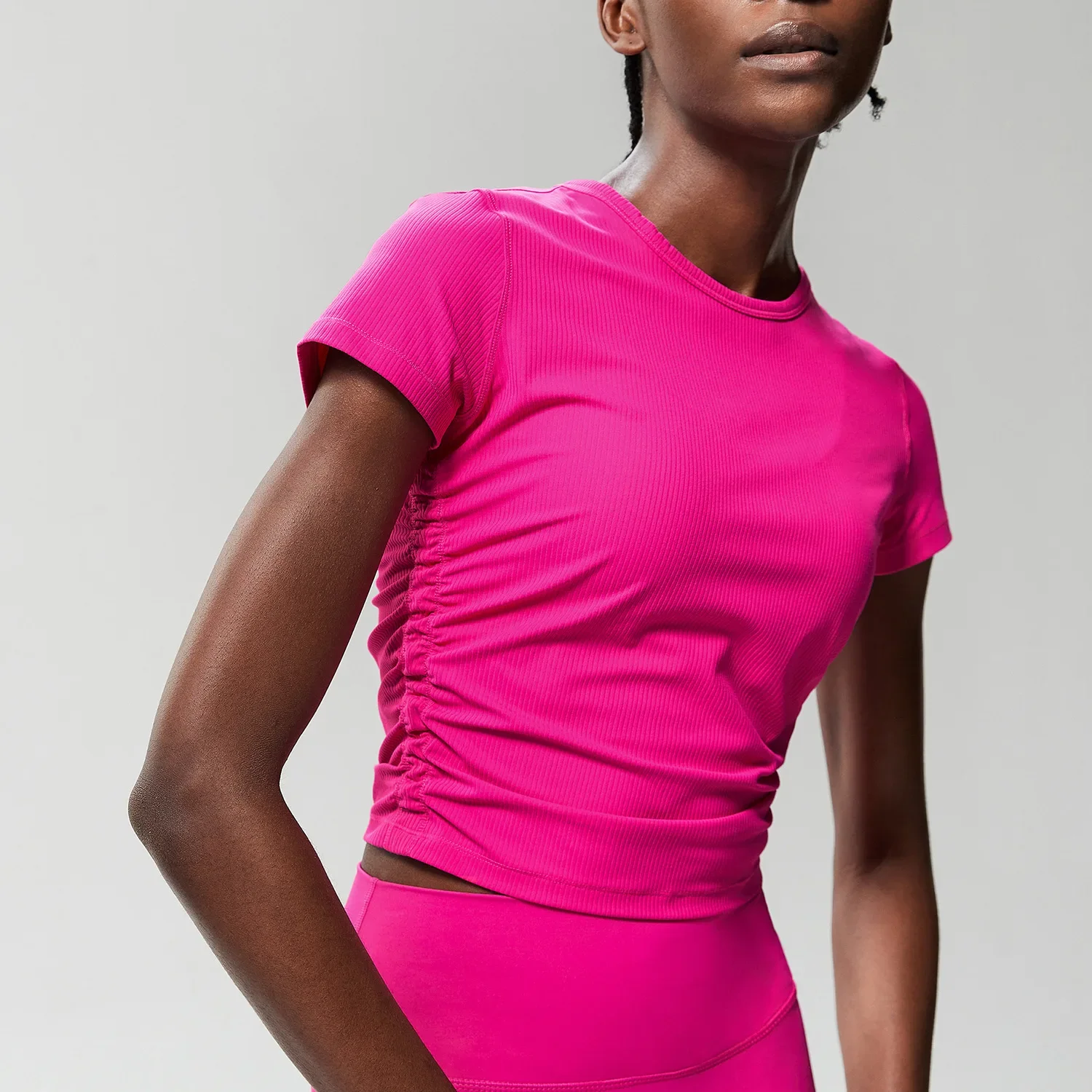 

Willow Striped Crew Neck Skinny Waist Sports Top Women's Large Size Fitness Yoga Suit Outdoor Quick-Drying T-Shirt