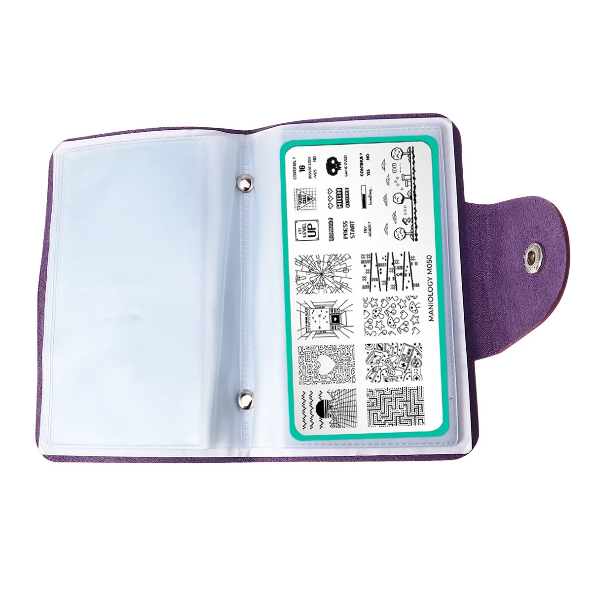 

1Pcs Nail Template Card Bag Purple Rectangular Slots Stamping Plates Holder for Square Art Pouch Organizer Storage