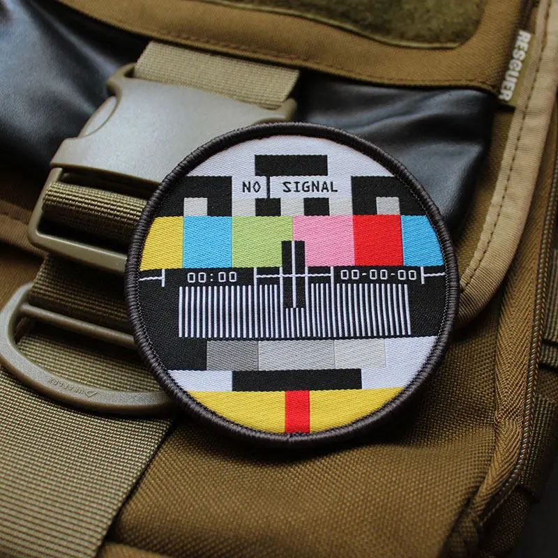 

NO SIGNAL ультратонкая тканая этикетка, значок, забавные ностальгические наклейки на сумку, нашивка для швейных принадлежностей для одежды «сделай сам»