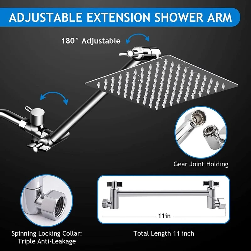 Imagem -06 - Rain Shower Grupo Acessórios do Banheiro Alta Pressão Overhead System Wall Mounted Shower Grupo in 10 in Aço Inoxidável