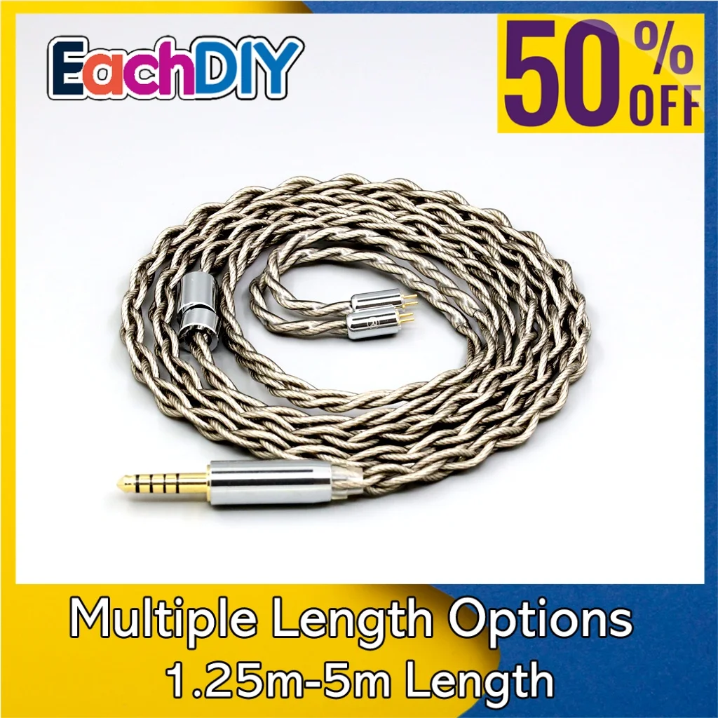 

99% Pure Silver Graphene Silver Plated Shield Flat Step 0.78mm Earphone Cable For JH Audio JH16 Pro JH11 Pro 5 6 BA LN007937