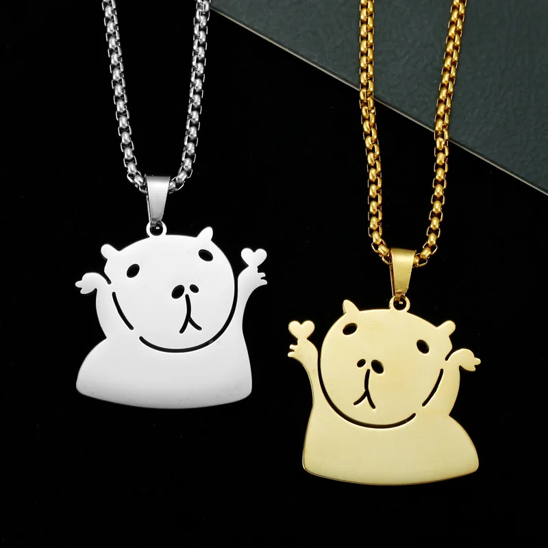 Cute Capybara Necklace 2025 Fashion Exquisite New Internet Celebrity Animal Stainless Steel Pendant Hypoallergenic Jewelry