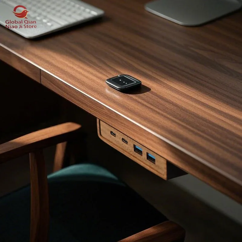 High-Speed 10Gbps USB3.2 Data Hub Desktop Accessory Self-Adhesive for Log-Style Computer Monitor Riser
