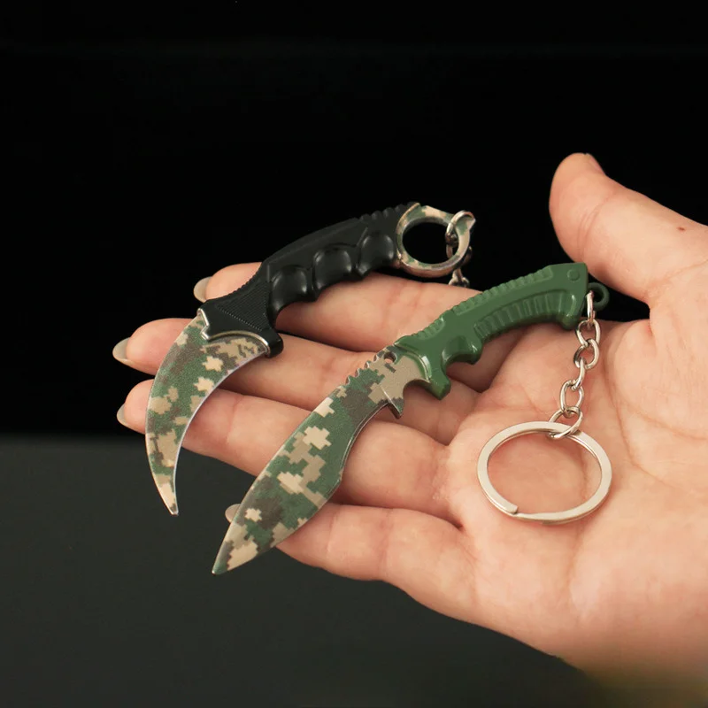 CSGO Counter Strike Kukri Karambit Arma Modelo Chaveiro, Pingente de Metal Chaveiro, Pingentes Bakcpack Colecionáveis, 9-10cm