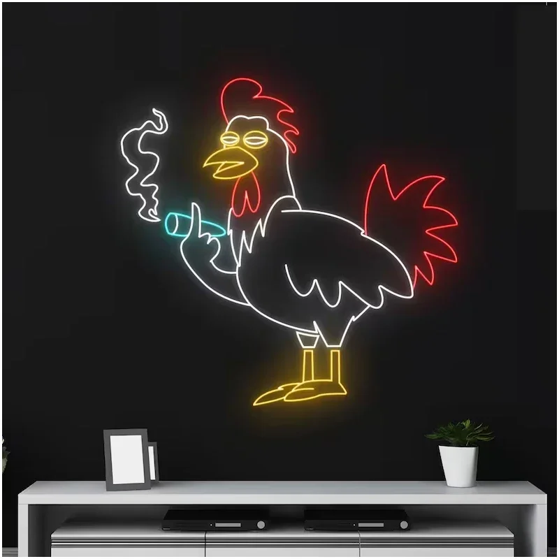 Enseigne au néon jetable pour fumer des animaux, barre personnalisée, lumière LED pour l'art, anime, décoration murale de chambre, décoration d'amant de chien mignon