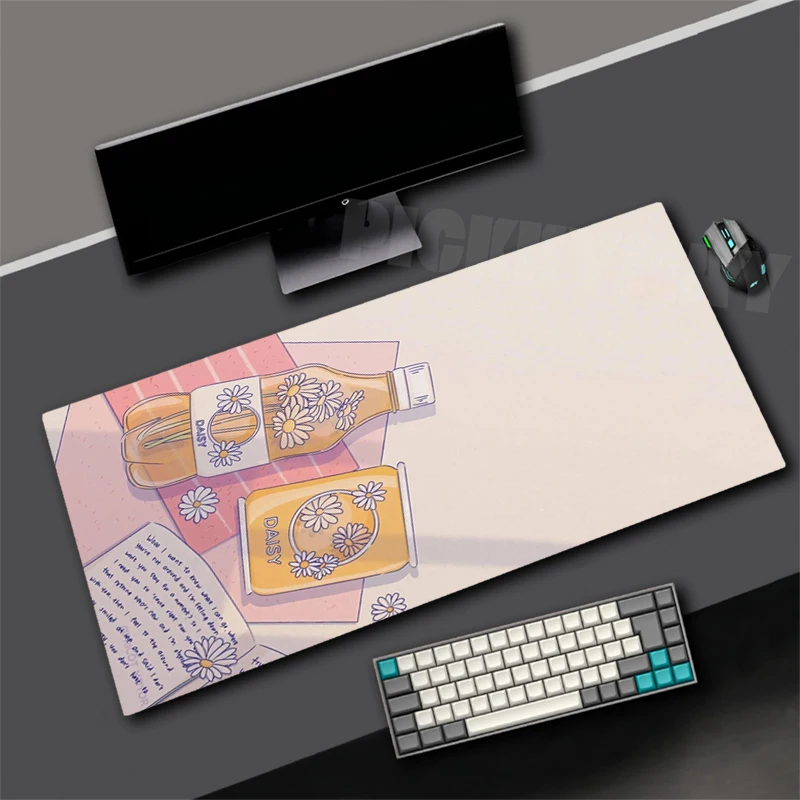 Pink Milk Large Gaming Mouse Pad Kawaii Keyboard Mat Carpet HD Print Mousepad Computer Non-Slip Rubber Big Desk Mat 900x400mm