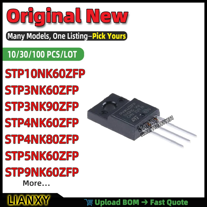STP10NK60ZFP STP4NK60ZFP STP4NK80ZFP STP9NK60ZFP STP3NK60ZFP STP5NK60ZFP STP3NK90ZFP TO-220 N-CHANNEL MOSFET New Original