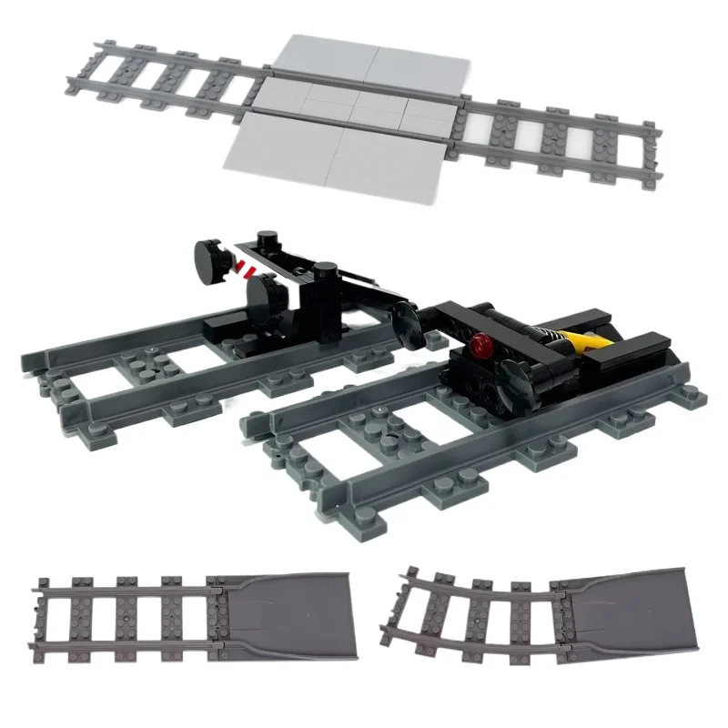 MOC City Market Scenic Building Blocks Train Track Curved Track Passage Train Introducing Rail Train Buffer Zone Accessories