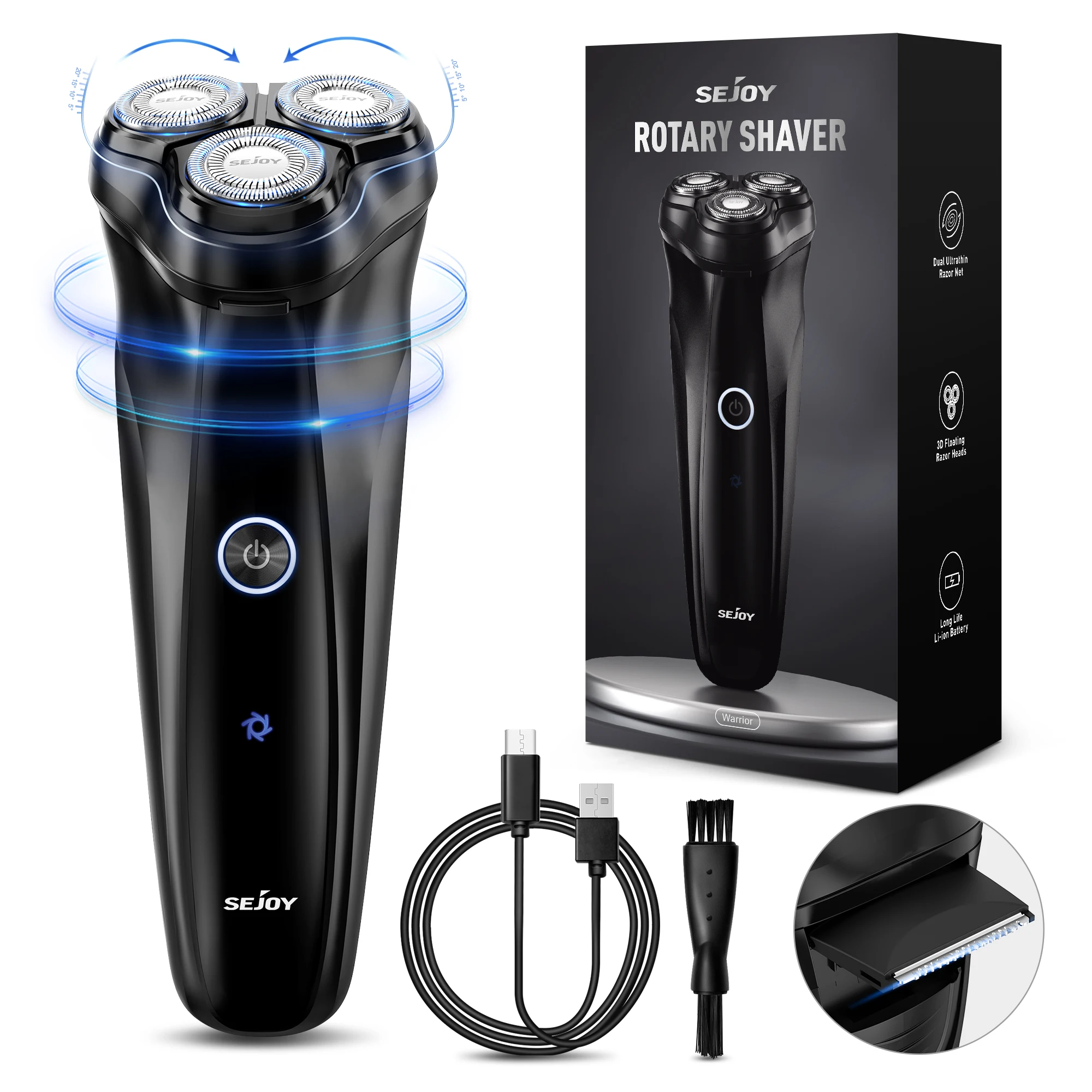 Men's Electric Shaver For Men Shaving Machine 2 in 1 Beard Trimmer 3D Floating Blade Washable USB Recharge Hair Cutting Machine