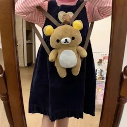 Cartoon Cute Rilakkumaed Bear Plush Backpacks 45cm Fashiona Versatile Anime Cartoon Stuffed Shoulder Backpacks Children Gift