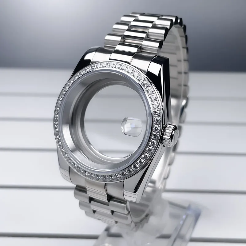 36mm/39mm Diamant Lünette NH35 Fall DJ Präsident Jubile Strap Saphirglas Mod Für NH35 NH36 Bewegung uhr Zubehör Teile – Detail 4