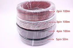 100m/50m LED Cable Extension Wire Cord Connector 22AWG 2Pins 3Pins 4 Pins 5Pins for RGB RGBW Single Color LED Strips