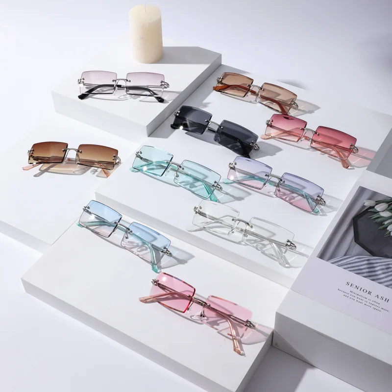 Eyewear Metal Rimless Sunglasses Women\'s Glasses Square Frame Ultralight men Glasses Sunblock Sun Summer Ssports T184