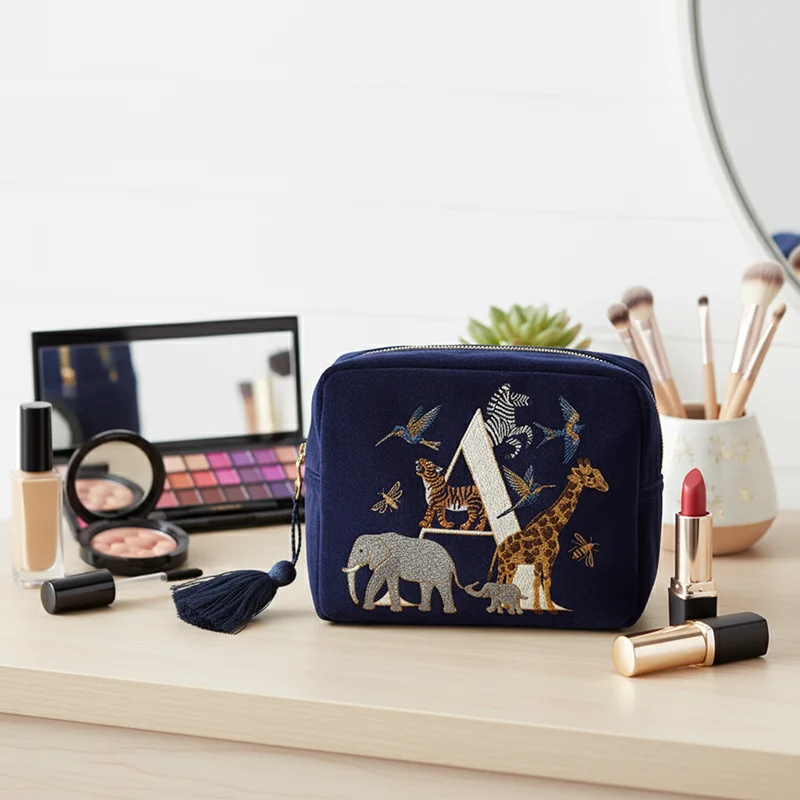 حقيبة مكياج محمولة مطبوعة بحروف، حقيبة غسيل للسفر، منظم تخزين مستحضرات التجميل، مجموعة أدوات الزينة للطلاب، حقيبة العناية بالبشرة #3