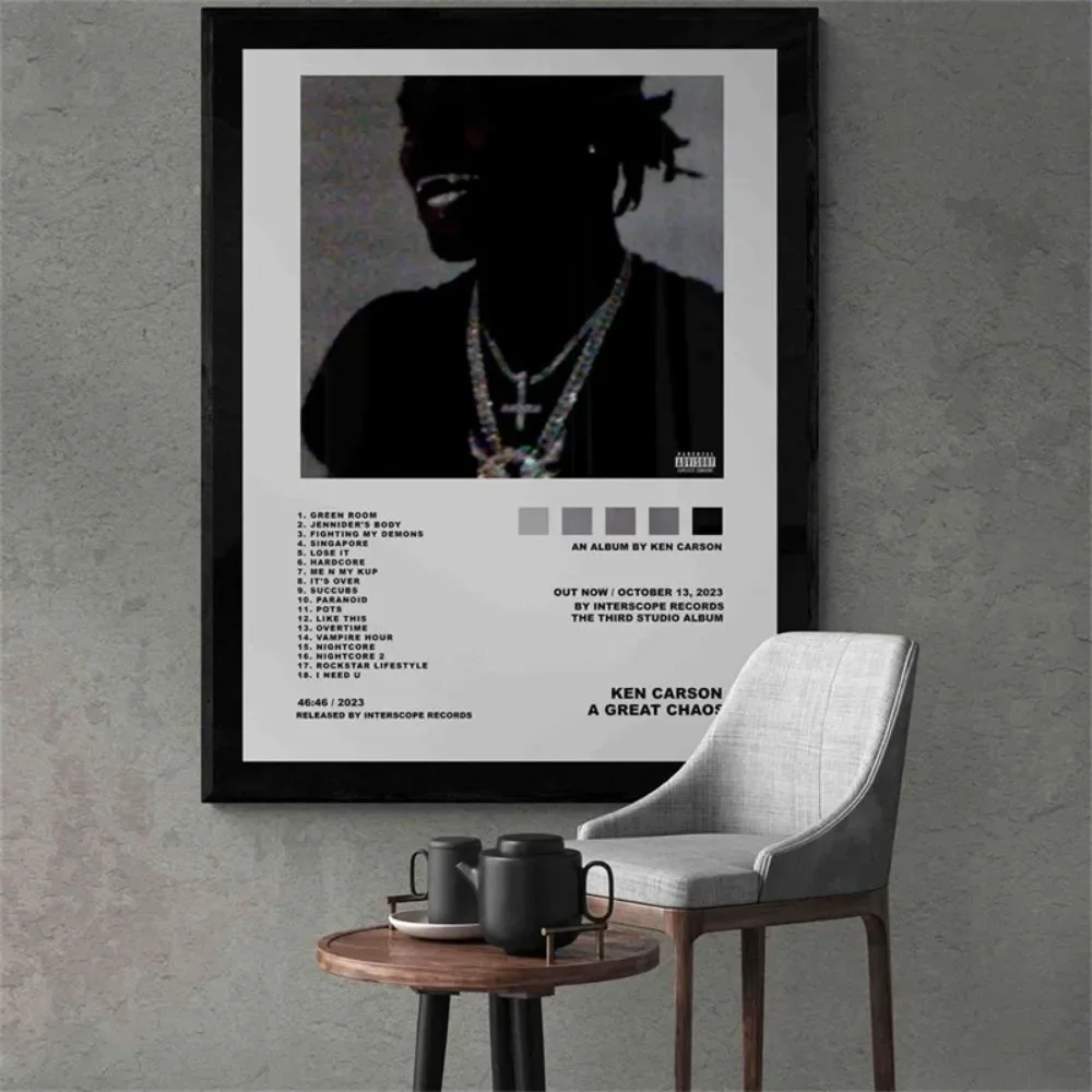 2023 Pop Singer Ken Carson A Great Chaos Poster Hip Hop Rapper Music Album Cover Project Canvas Print For Wall Art Room Decor