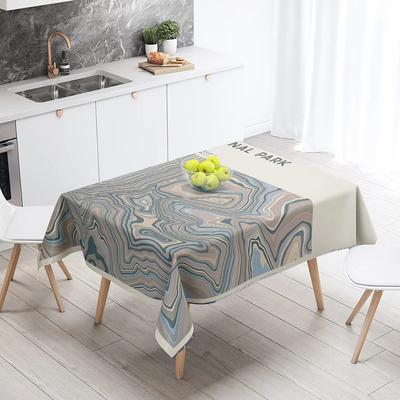 Morandi Ins Style Tablecloth Abstract Art Design 2025 New Geometric Pattern Decorative Tablecloth for Coffee Shop