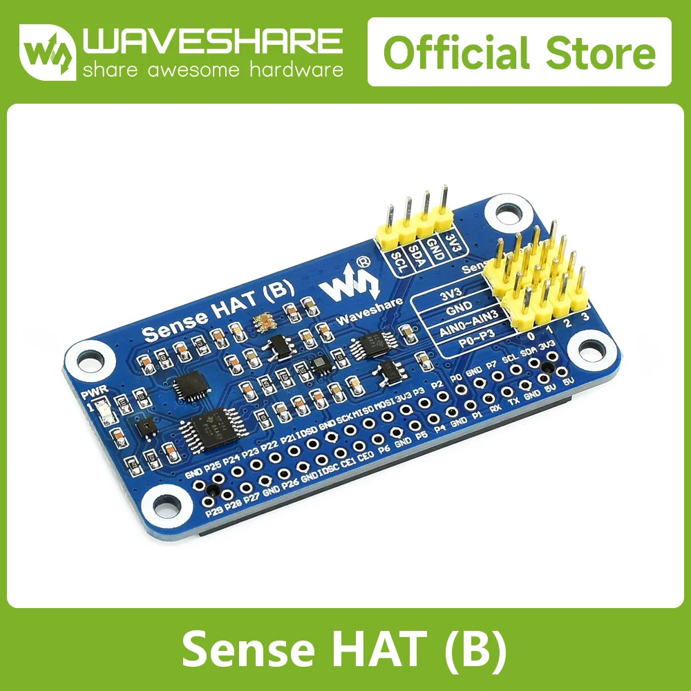 Waveshare Sense HAT (B) for Raspberry Pi Multi Powerful Sensors Supports External Sensors 3.3V I2C