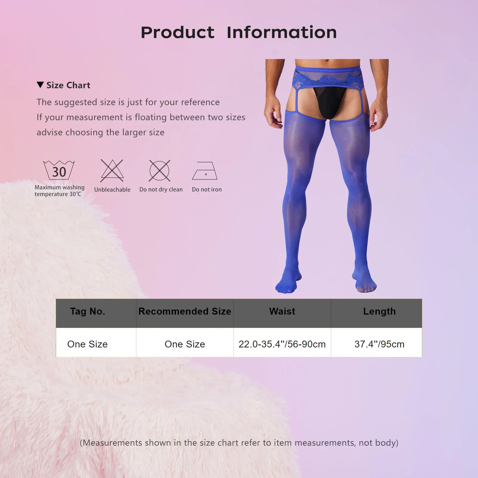 Men\'s See Through Crotchless Pantyhose Transparent Lace Stockings Underwear Tights Garter Tights Nightwear Nightclub Underwear