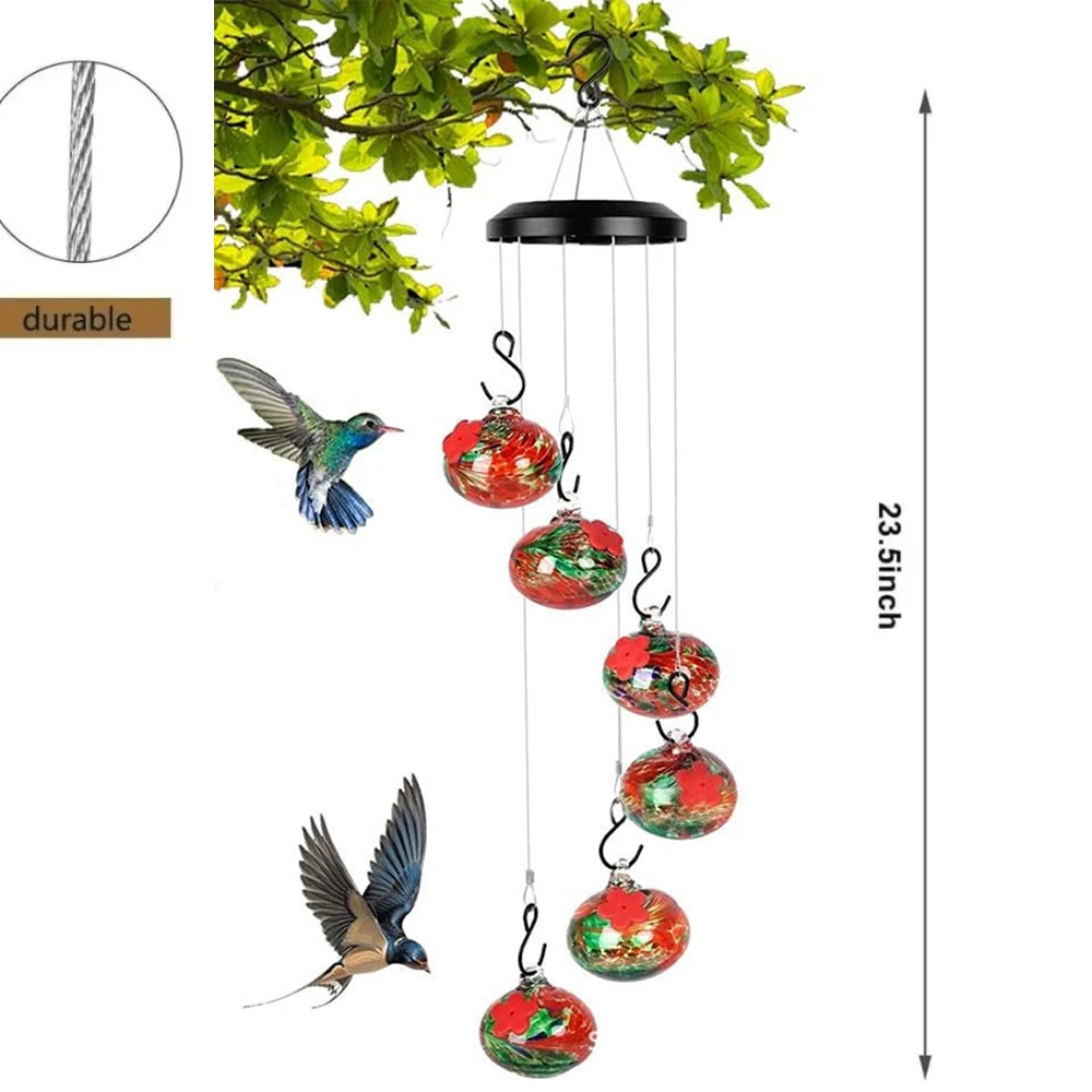 Hummingbird Feeders Charming Wind Chimes Container Outdoor Metal Birds Feeding Metal Garden Decor Bee Guard Bird Accessoires