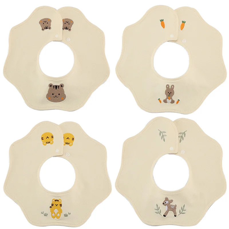 Summer Cotton Waterproof Baby Bibs New Embroidery Infant Bib Newborn Burp Cloths for Kids Boys Girls Soft Feeding Saliva Towel