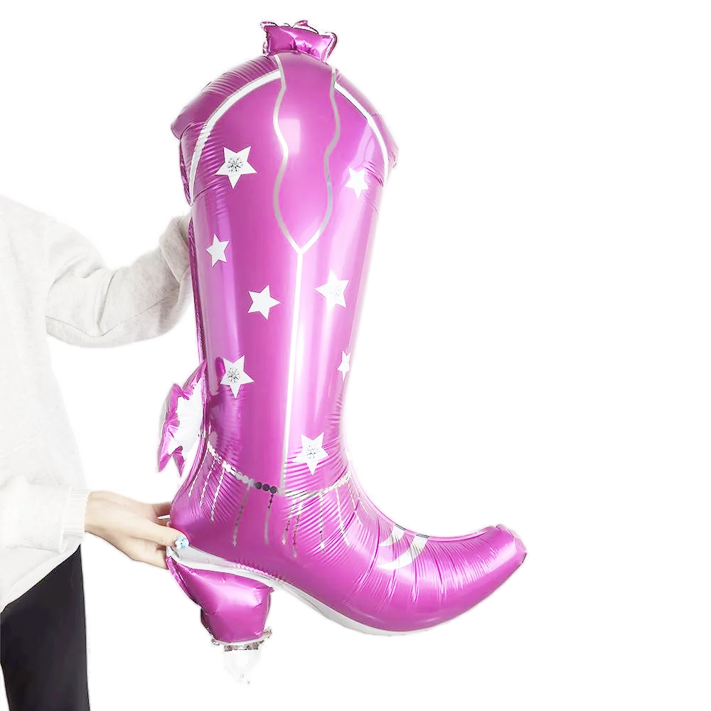 1/5 قطعة بالونات راعية البقر 17.72 × 29.53 بوصة الأحذية الوردية احباط بالون راعية البقر الغربية موضوع ديسكو جرلي حفلة عيد ميلاد زينة #6