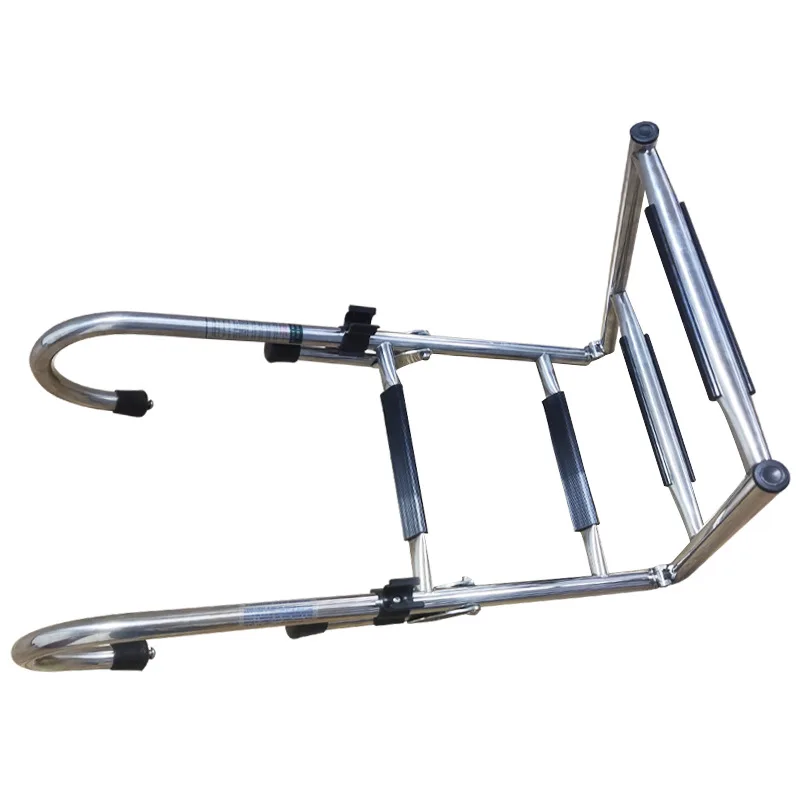 Boarding ladder hanging, stainless steel with curved folding ladder 2 + 2/2 + 3 ladder