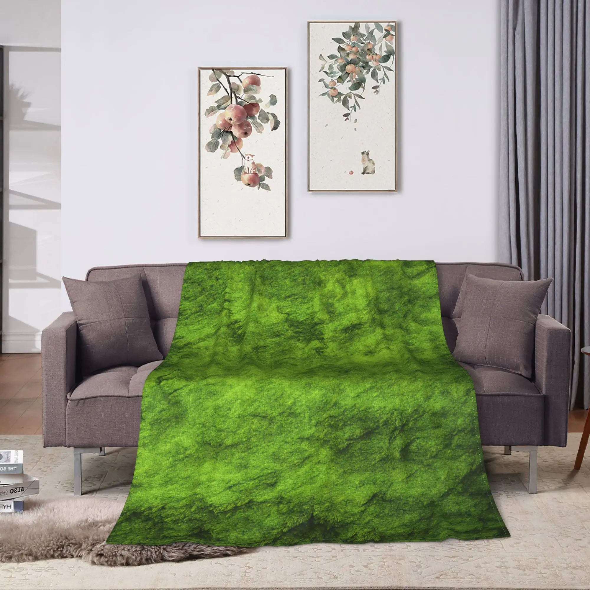 Grass Battlemat Grassland Land Greenery Blankets Picnic Flannel Throw Blanket For Bedroom Warm Quality Bedspread