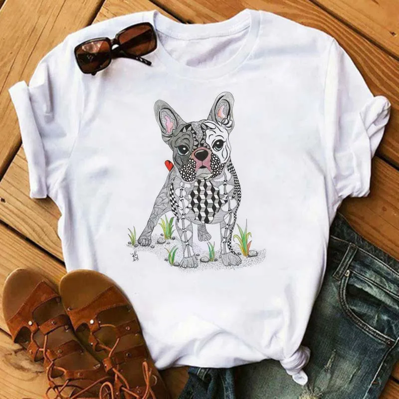 Cute French Bulldog T-shirt Animal Harajuku Print Pattern Shirt Fun French Bulldog Short Sleeves Animal Lover 2026 T-shirt Dog