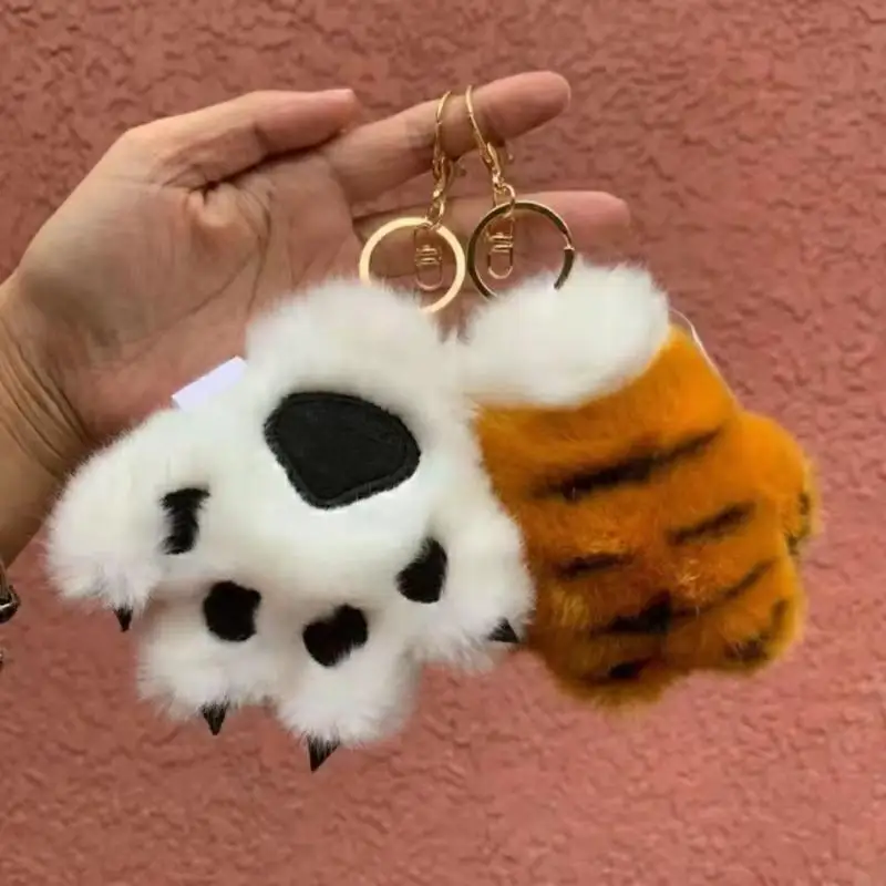

95AE Paw Keychain Paw Keyring Plush Keychain Stuffed Keychain Bag Pendant