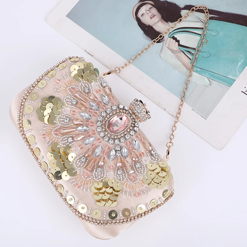 

Fashion Square Box Clutch Bag Sequins Decoration Women Evening Bags Beaded Clutches Money Purse Banquet Bag Wedding Clutch