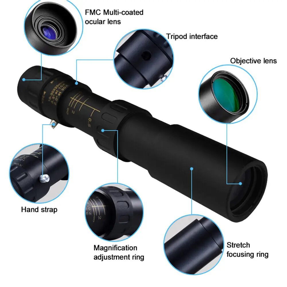 PRO 10-300X Zoom HD Portable Strong Binoculars Long Range Professional Spyglass Monocular Telescope Low Night Vision for Hunting