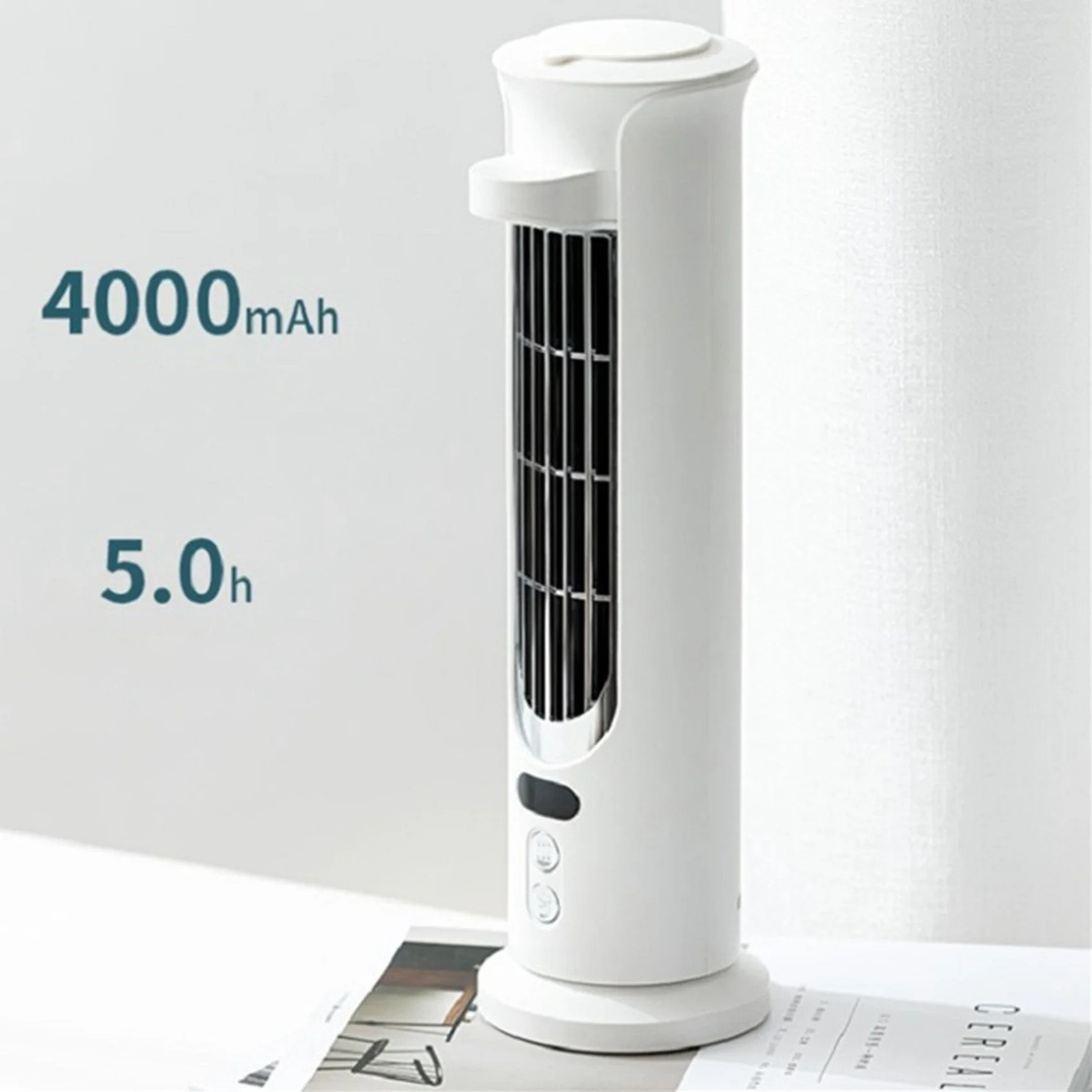 A005-Portable Air Conditioner Fan USB Tower Bladeless Fan Desktop Mini Desktop Water Cooling Fan With Shaking Head - Blue