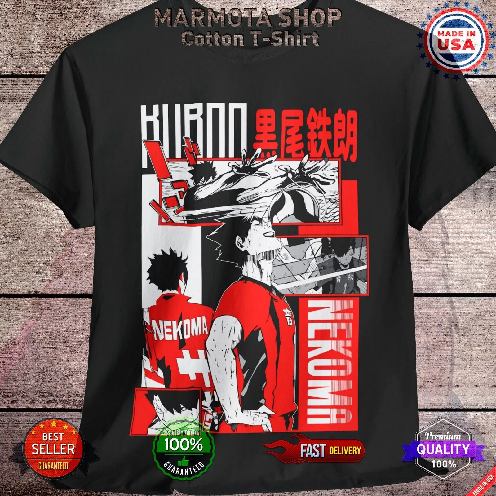 Kuroo Tetsuro Haikyuu T-Shirt Anime Japanese Tee Shirt Volleyball Nekoma Hinata