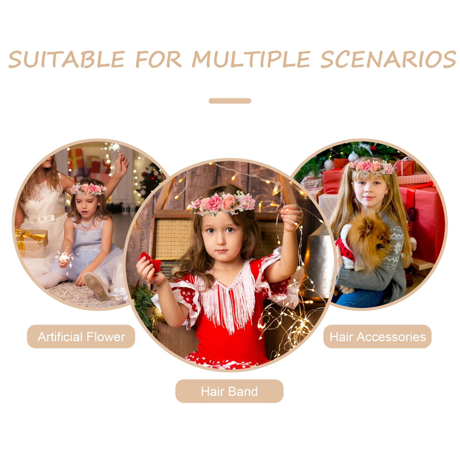 

Simulated Flower Hair Wreath Exquisite Polyester Iron Wire Floral Headband Lightweight Comfortable Festival Wedding Party Floral