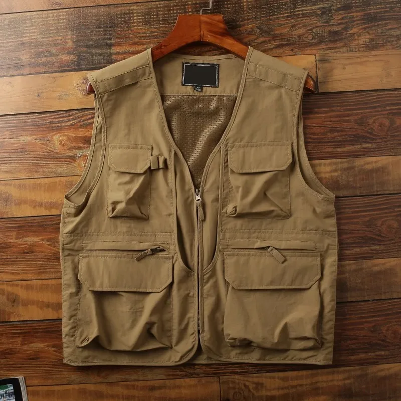 Fishing vest, men's budget, outdoor mountaineering, functional road, multi-functional pocket, tactical vest, workwear