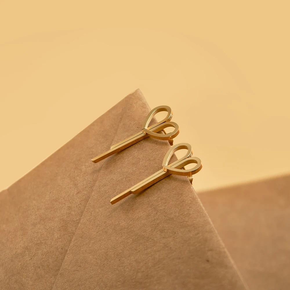 

ENFASHION 2023 Scissors Stud Earring For Women Gold Color Stainless Steel In Earings Fashion Jewelry Aretes De Mujer Party 1491