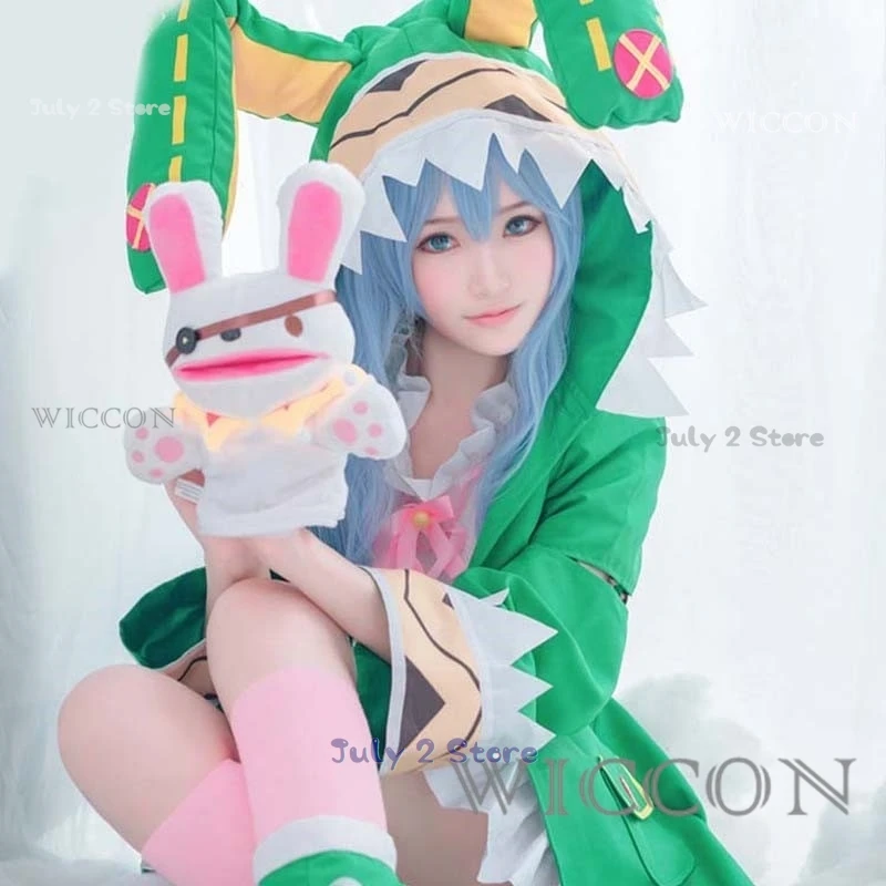 Datum live Yoshino Cosplay Kostüm w grün Kapuze Frauen Mädchen Mantel Halloween Kostüme Socken Datum eine lebende Yoshino Cosplay Perücke Schuhe