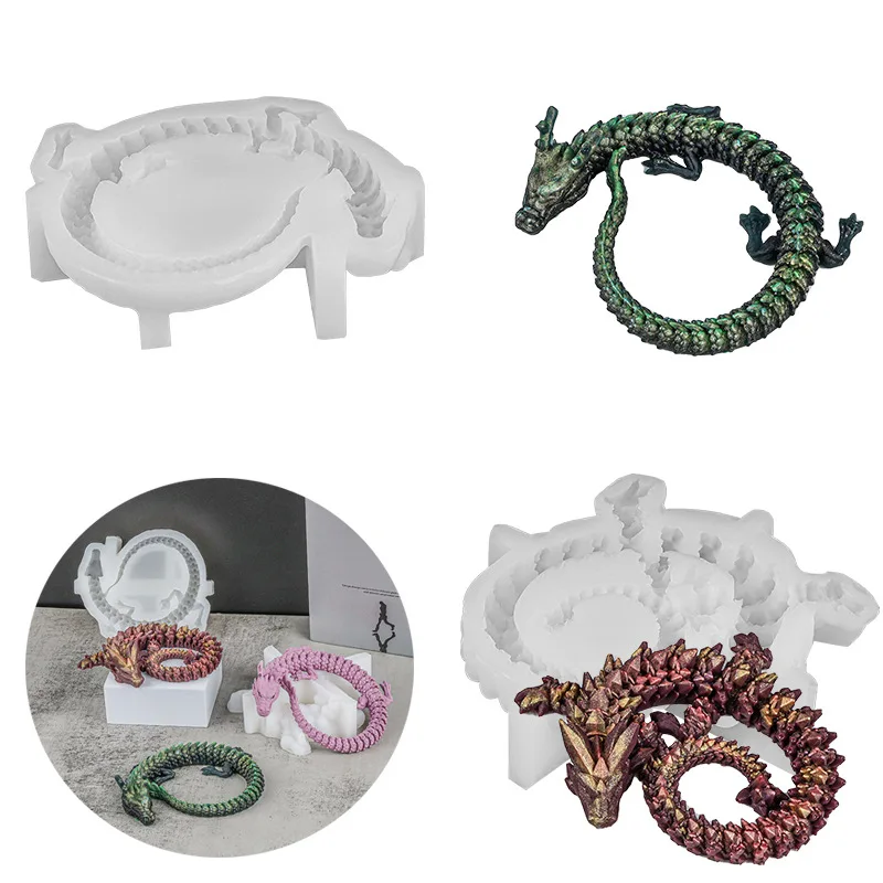 Crystal Dragon Scented Candle Silicone Mold Handmade Soap DIY Simulation 3D Chinese Dragon Plaster Ornament