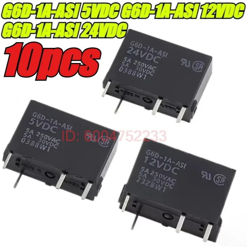 （Brand New Original）10pcs/lot 100% original genuine relay:G6D-1A-ASI G6DN-1A-SL 5VDC 5A 4pin G6D-1A-ASI 12VDC 24VDC 4pins