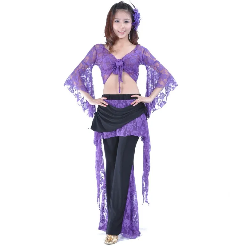 Belly Dance Performance Set Lace Pants Lace Top Oriental Dance Ethnic Dance Belly Dance Performance Set