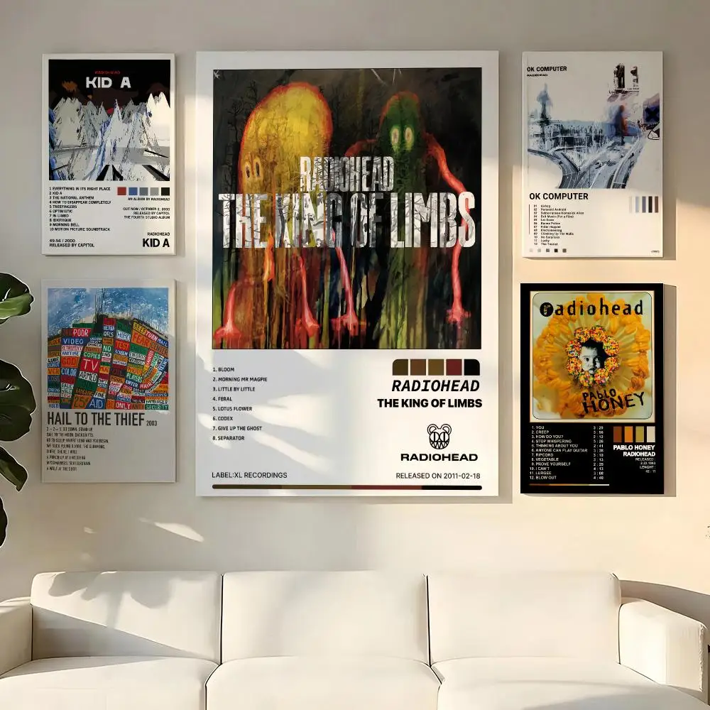 Rock Band R-Radiohead Album Cover Painting Calligraphy Wooden Framed Canvas Poster Wall Art HD Waterproof Print Home Decor
