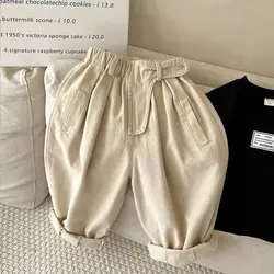 Boys and Girls' Pants Spring and Autumn Children's Pants Korean Solid Color Diagonal Pocket Loose Trousers Children's Baby Pant